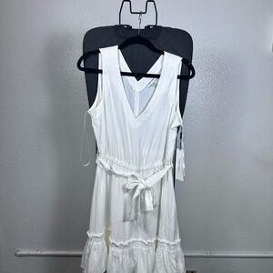 Calvin Klein White Ruffled Tie Front Sundress